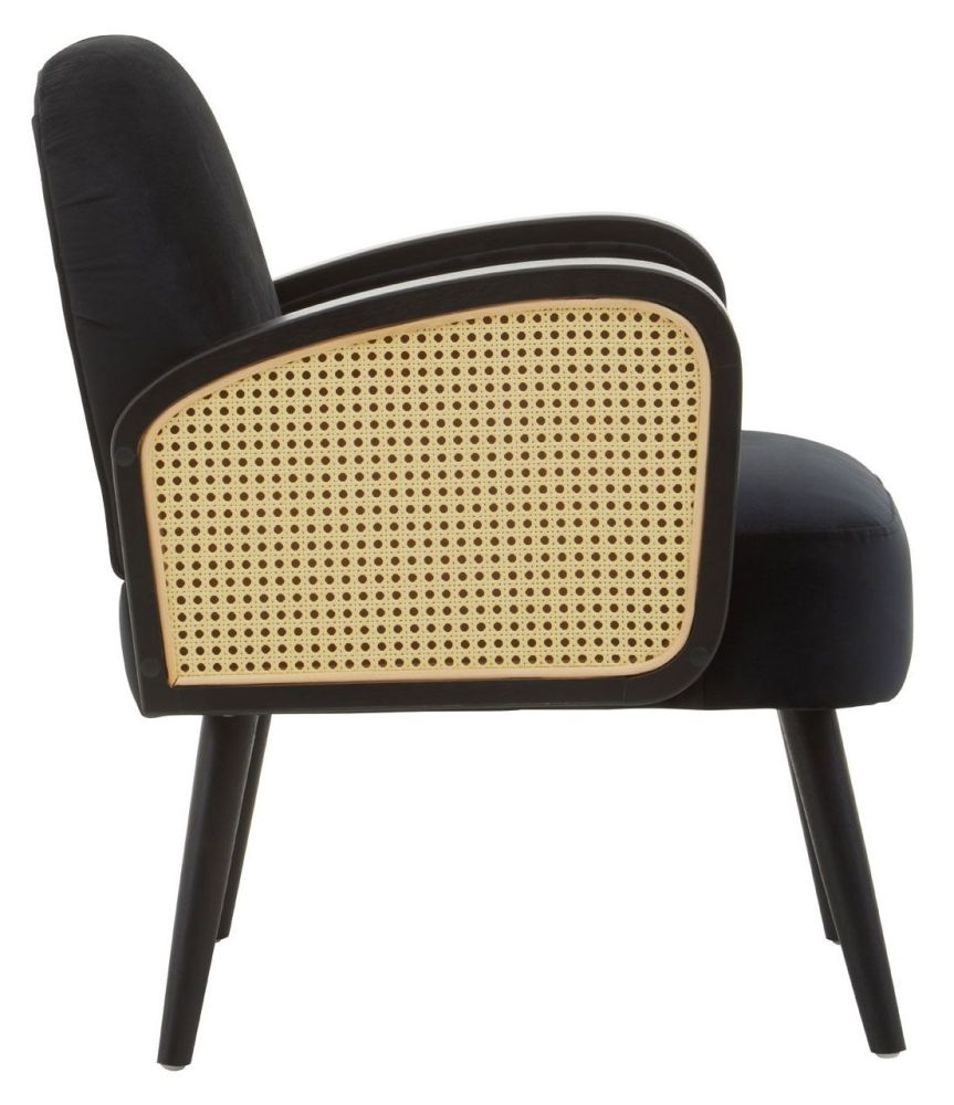 Product photograph of Blevins Black Velvet Fabric Upholstered Armchair from Choice Furniture Superstore.