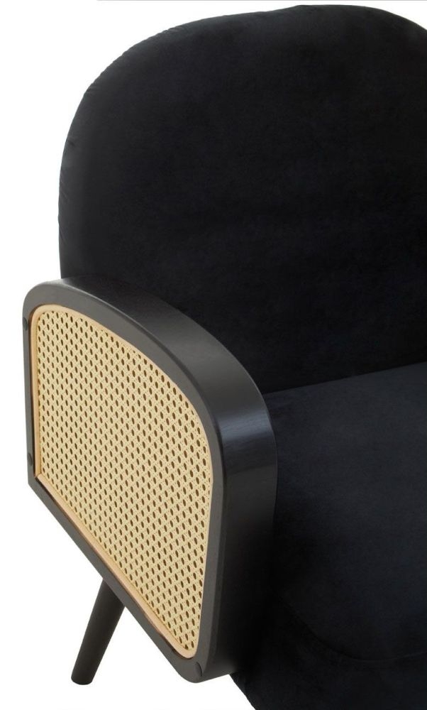 Product photograph of Blevins Black Velvet Fabric Upholstered Armchair from Choice Furniture Superstore.