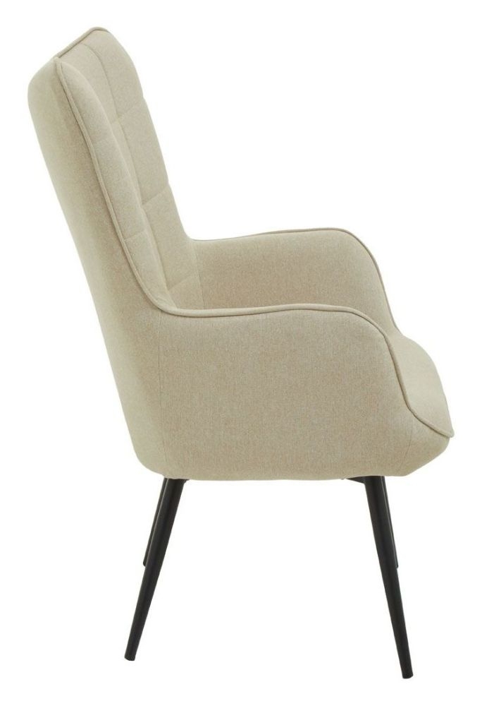 Product photograph of Leighton Natural Fabric Armchair With Black Metal Legs from Choice Furniture Superstore.