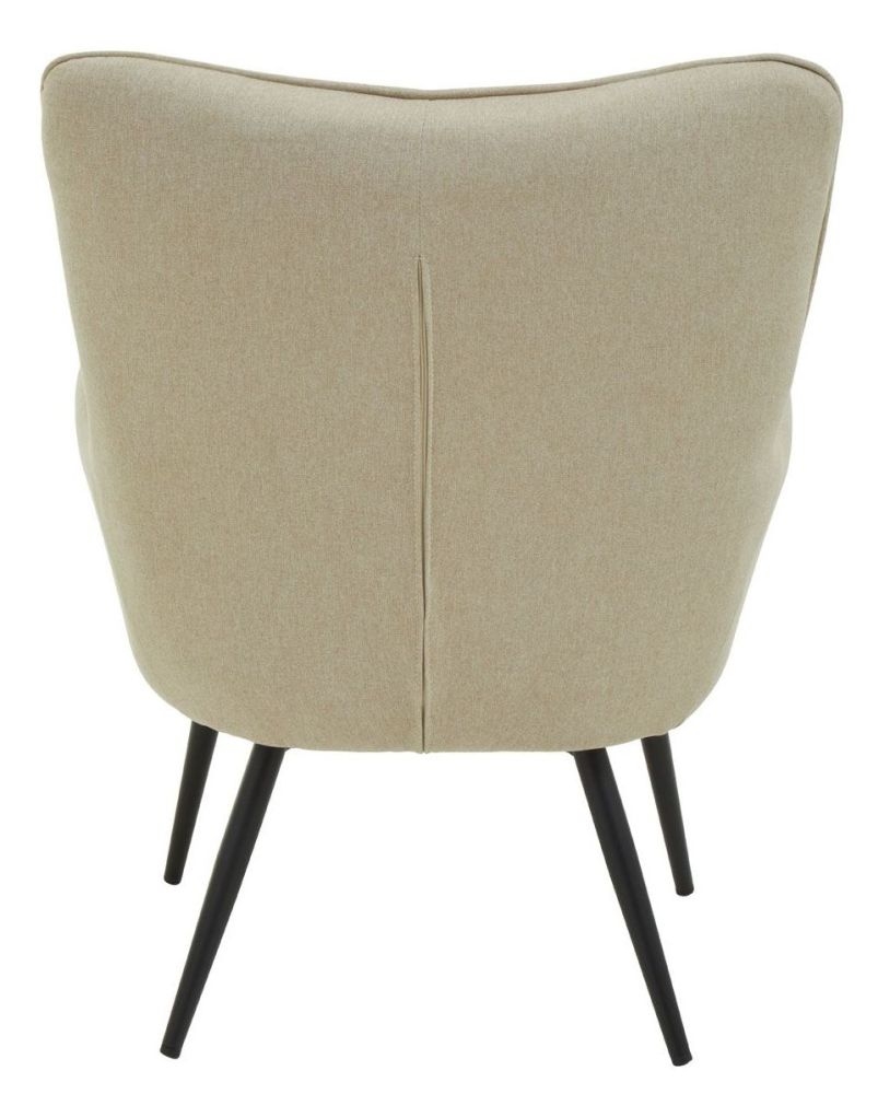 Product photograph of Leighton Natural Fabric Armchair With Black Metal Legs from Choice Furniture Superstore.