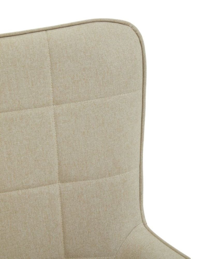 Product photograph of Leighton Natural Fabric Armchair With Black Metal Legs from Choice Furniture Superstore.
