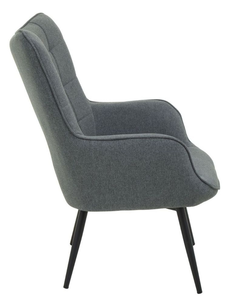 Product photograph of Leighton Grey Fabric Armchair With Black Metal Legs from Choice Furniture Superstore.