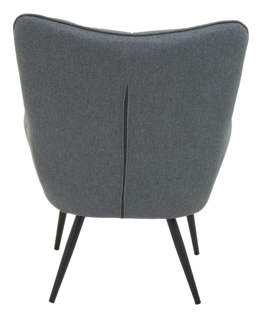 Product photograph of Leighton Grey Fabric Armchair With Black Metal Legs from Choice Furniture Superstore.