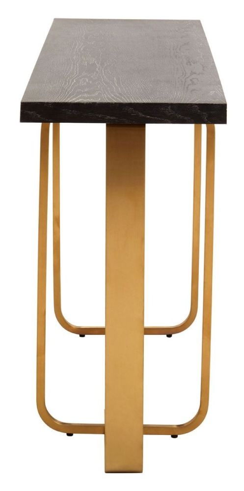 Product photograph of Dierks Oak Veneer And Gold Console Table from Choice Furniture Superstore.