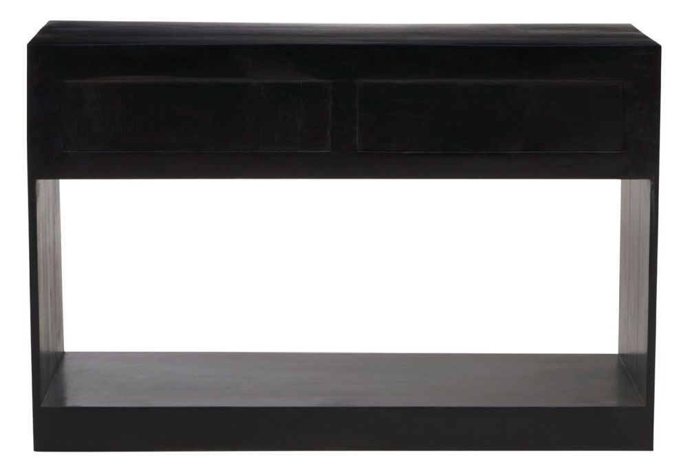 Product photograph of Caldwell Black Mango Wood Console Table With 2 Drawers from Choice Furniture Superstore.