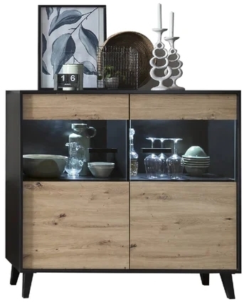 Product photograph of Barton Oak Effect Medium 2 Door Sideboard from Choice Furniture Superstore.