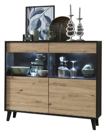 Product photograph of Barton Oak Effect Medium 2 Door Sideboard from Choice Furniture Superstore.