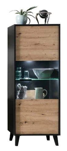 Product photograph of Artona Oak Display Cabinet from Choice Furniture Superstore.