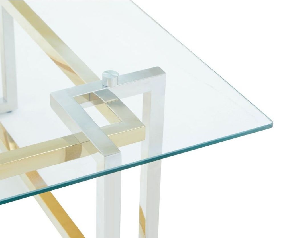 Product photograph of Leighton Glass Top Coffee Table With Chrome Base from Choice Furniture Superstore.