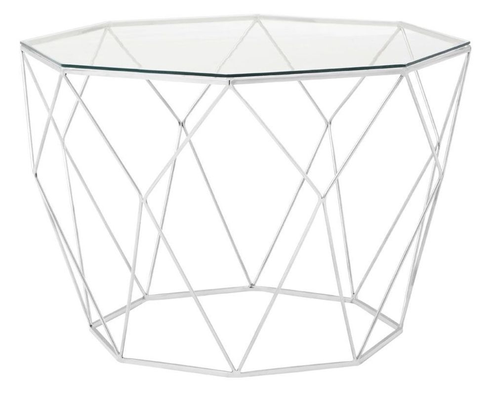Product photograph of Ivey Glass Top And Chrome Octagonal Coffee Table from Choice Furniture Superstore.