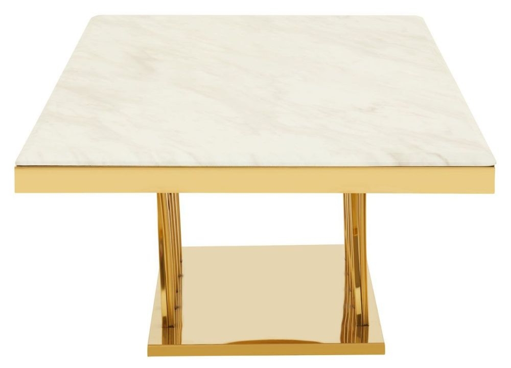 Product photograph of Kiel White Marble Top And Gold Coffee Table from Choice Furniture Superstore.