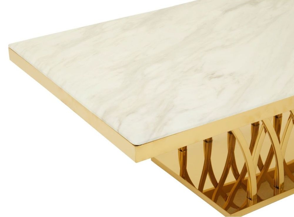 Product photograph of Kiel White Marble Top And Gold Coffee Table from Choice Furniture Superstore.