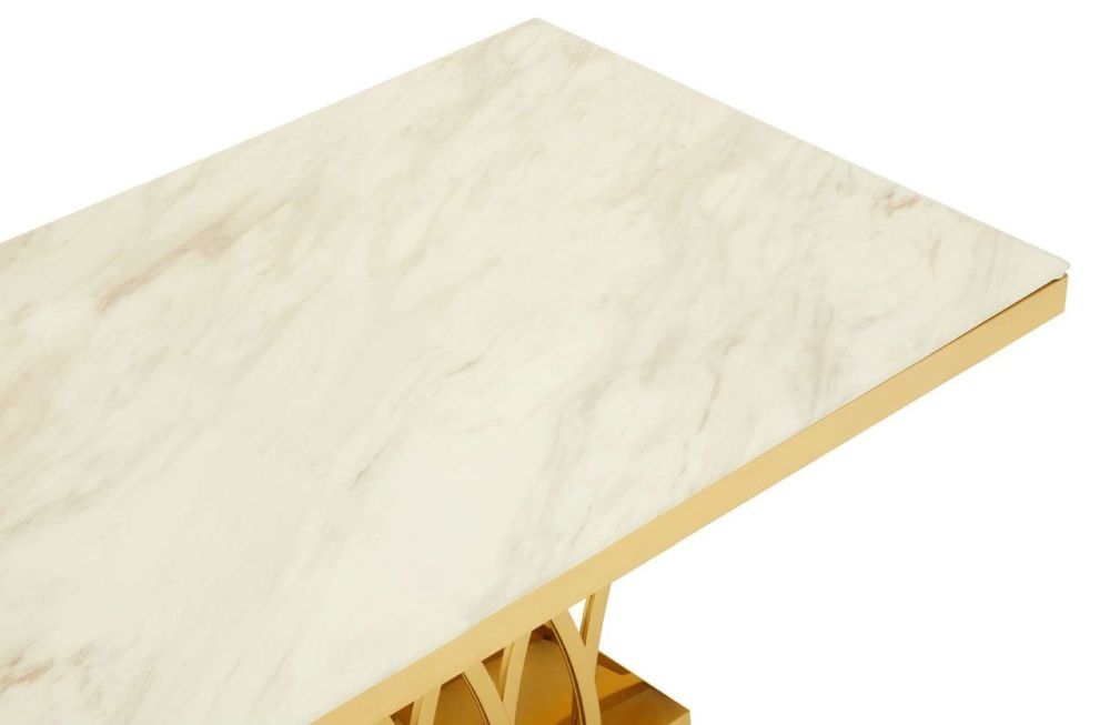 Product photograph of Kiel White Marble Top And Gold Coffee Table from Choice Furniture Superstore.