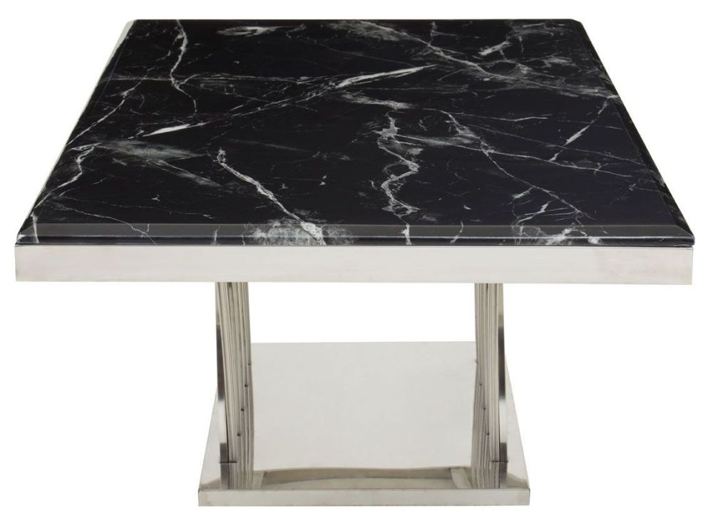 Product photograph of Kiel Black Marble Top And Silver Coffee Table from Choice Furniture Superstore.