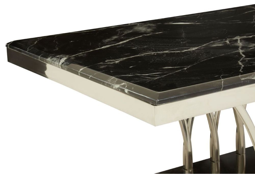 Product photograph of Kiel Black Marble Top And Silver Coffee Table from Choice Furniture Superstore.
