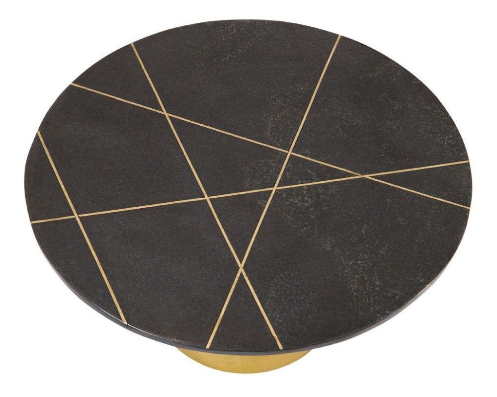 Product photograph of Nenzel Black Marble Top And Gold Round Coffee Table from Choice Furniture Superstore.