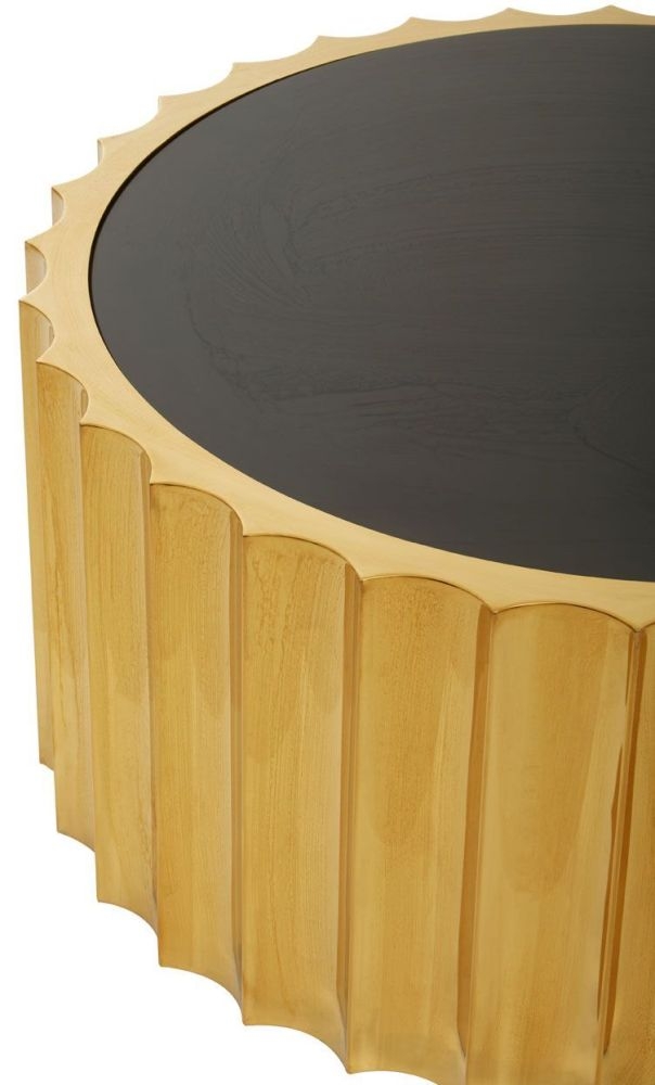 Product photograph of Ailey Black Glass Top And Gold Round Coffee Table from Choice Furniture Superstore.
