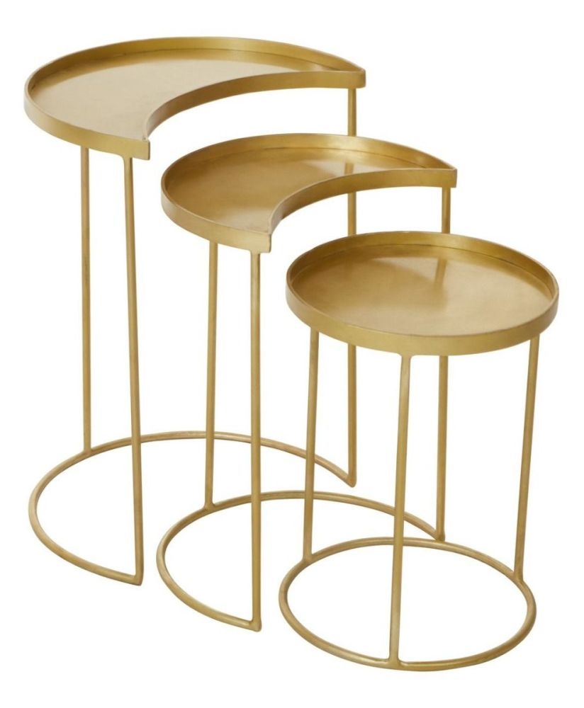Product photograph of Higgston Gold Side Table Set Of 3 from Choice Furniture Superstore.