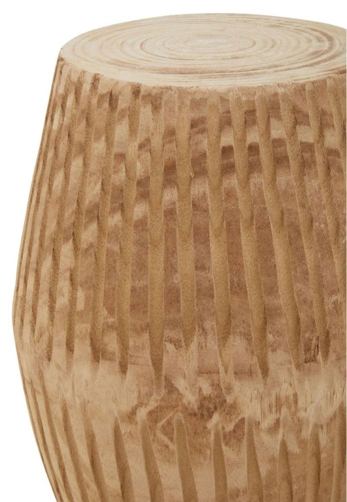 Product photograph of Keyser Natural Engraved Round Side Table from Choice Furniture Superstore.
