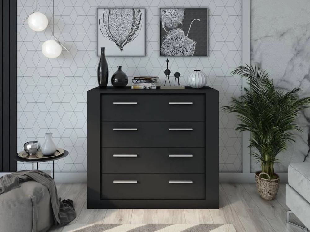 Product photograph of Rotan Black 4 Drawer Chest from Choice Furniture Superstore.