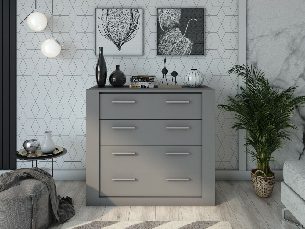 Product photograph of Rotan Grey 4 Drawer Chest from Choice Furniture Superstore.