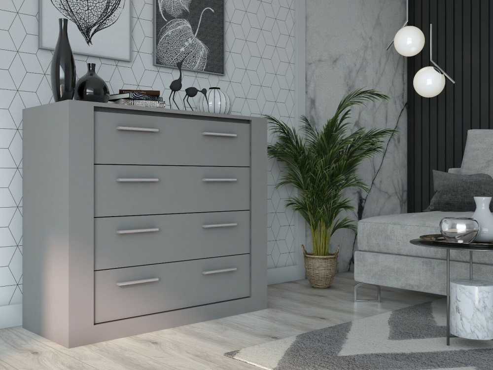 Product photograph of Rotan Grey 4 Drawer Chest from Choice Furniture Superstore.