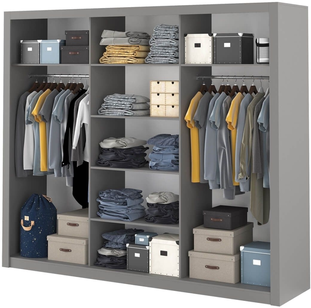 Product photograph of Rotan Grey Matt 3 Door Sliding Wardrobe from Choice Furniture Superstore.