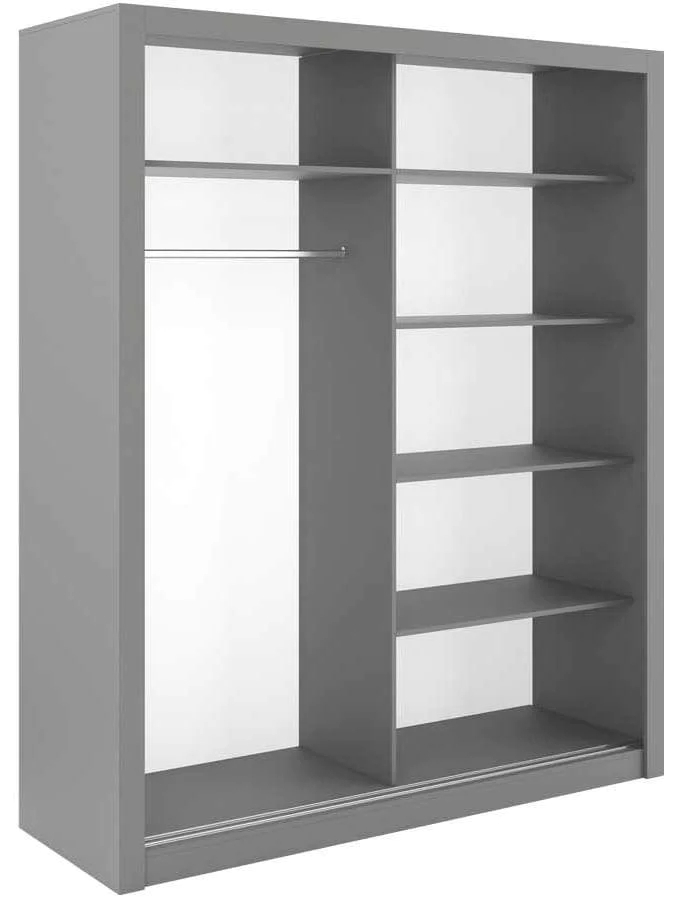 Product photograph of Rotan Grey 2 Door Sliding Mirror Wardrobe from Choice Furniture Superstore.