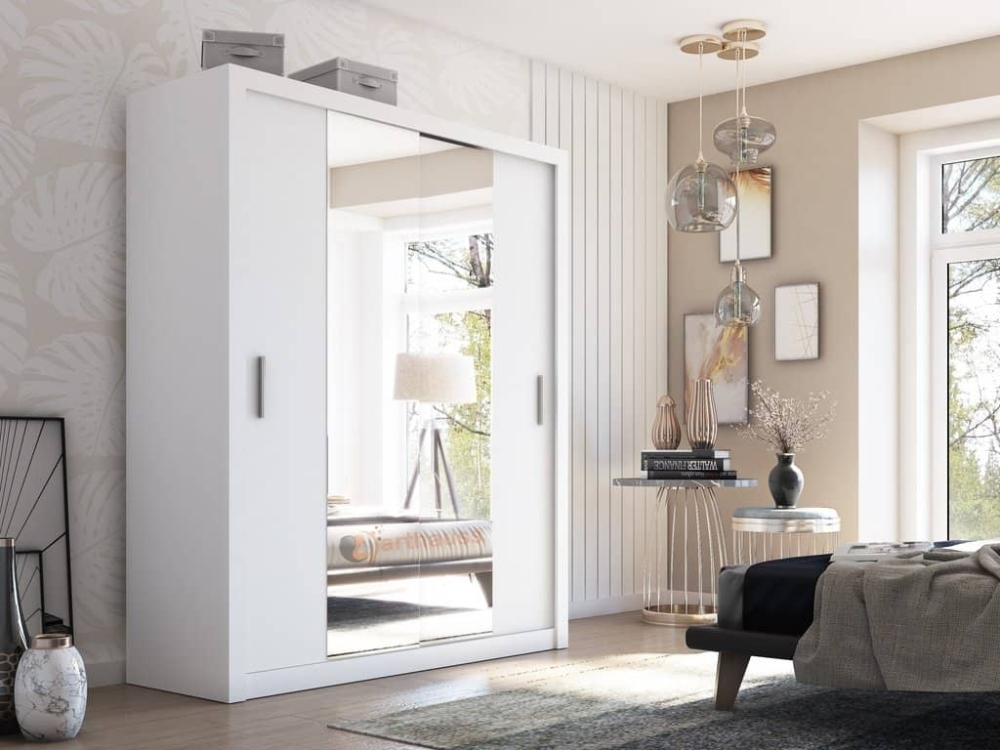 Product photograph of Rotan White Matt 2 Door Sliding Wardrobe from Choice Furniture Superstore.