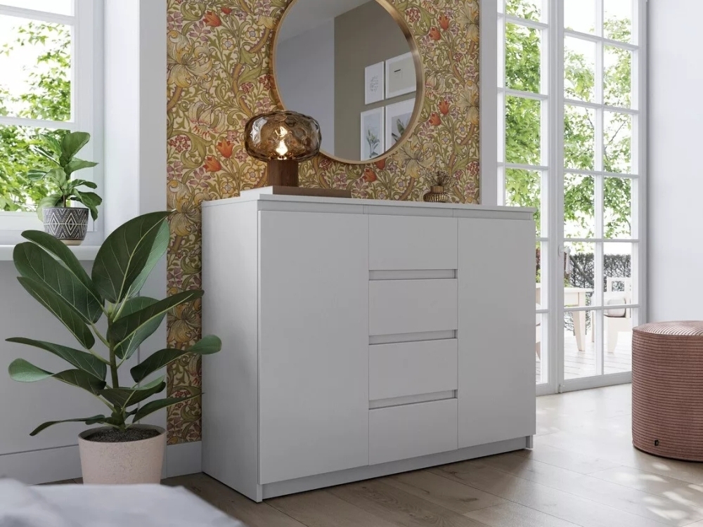 Product photograph of Rotan White 2 Door Small Sideboard from Choice Furniture Superstore.