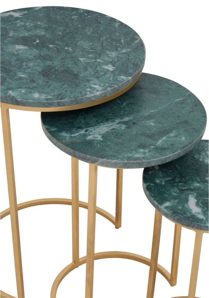 Product photograph of Acworth Green Marble Top And Gold Nest Of Tables Set Of 3 from Choice Furniture Superstore.