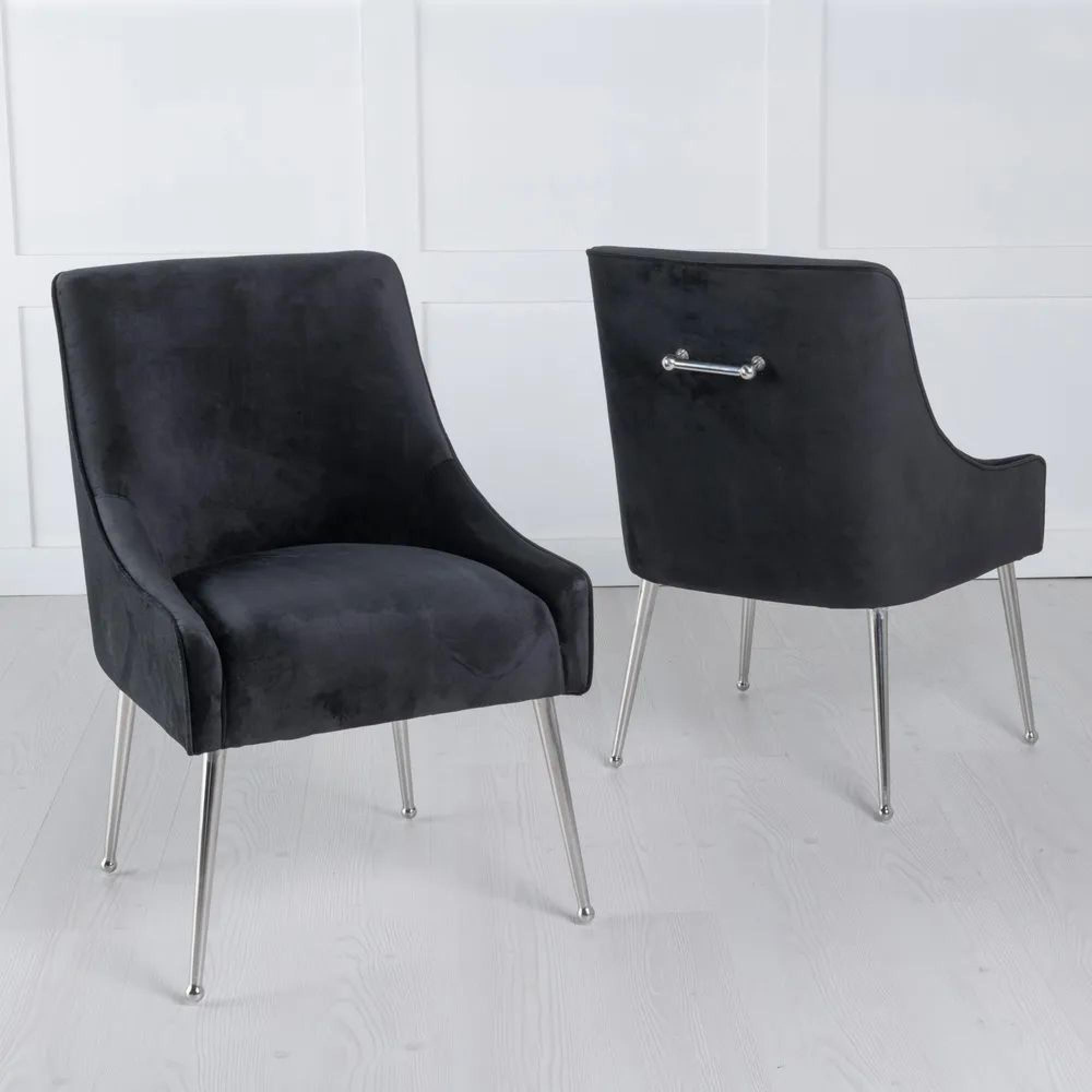 Product photograph of Glacier Grey Marble And Chrome Dining Set - Giovanni Black Fabric Dining Chair from Choice Furniture Superstore.