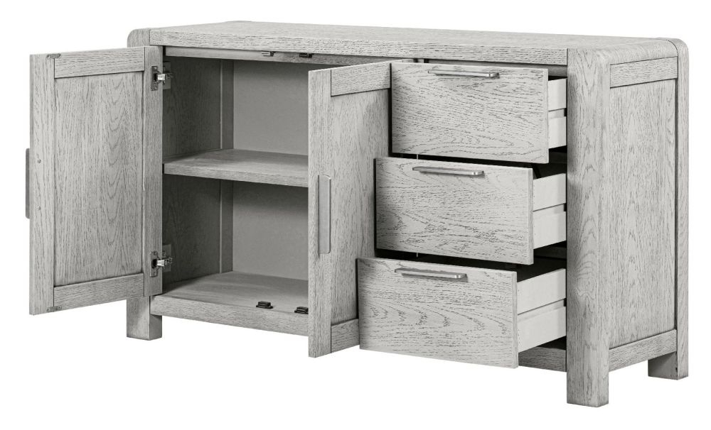 Product photograph of Archdale Grey Washed Oak Medium Sideboard 140cm W With 2 Doors And 3 Drawers from Choice Furniture Superstore.