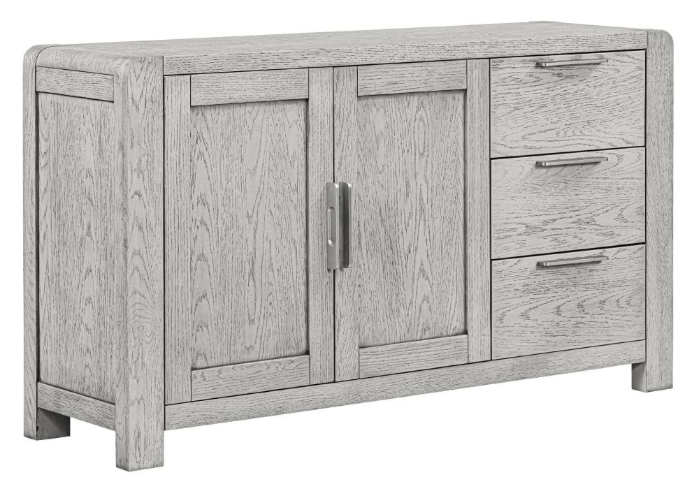 Product photograph of Archdale Grey Washed Oak Medium Sideboard 140cm W With 2 Doors And 3 Drawers from Choice Furniture Superstore.