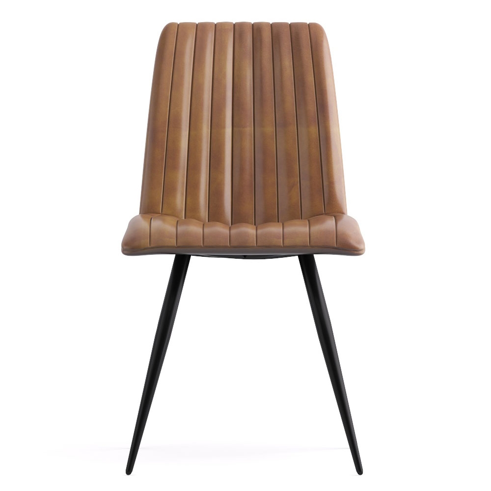 Product photograph of Margo Brown Dining Chair Genuine Leather With Metal Legs Sold In Pairs from Choice Furniture Superstore.