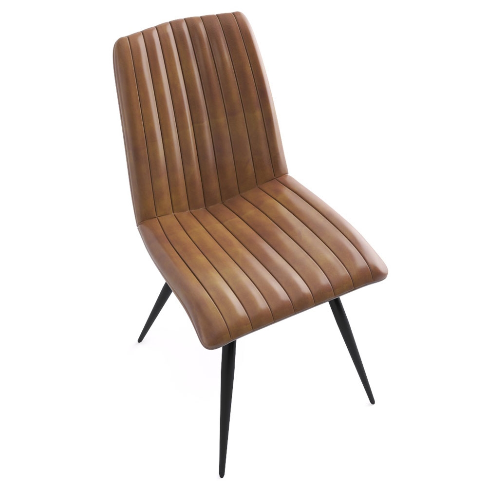 Product photograph of Margo Brown Dining Chair Genuine Leather With Metal Legs Sold In Pairs from Choice Furniture Superstore.