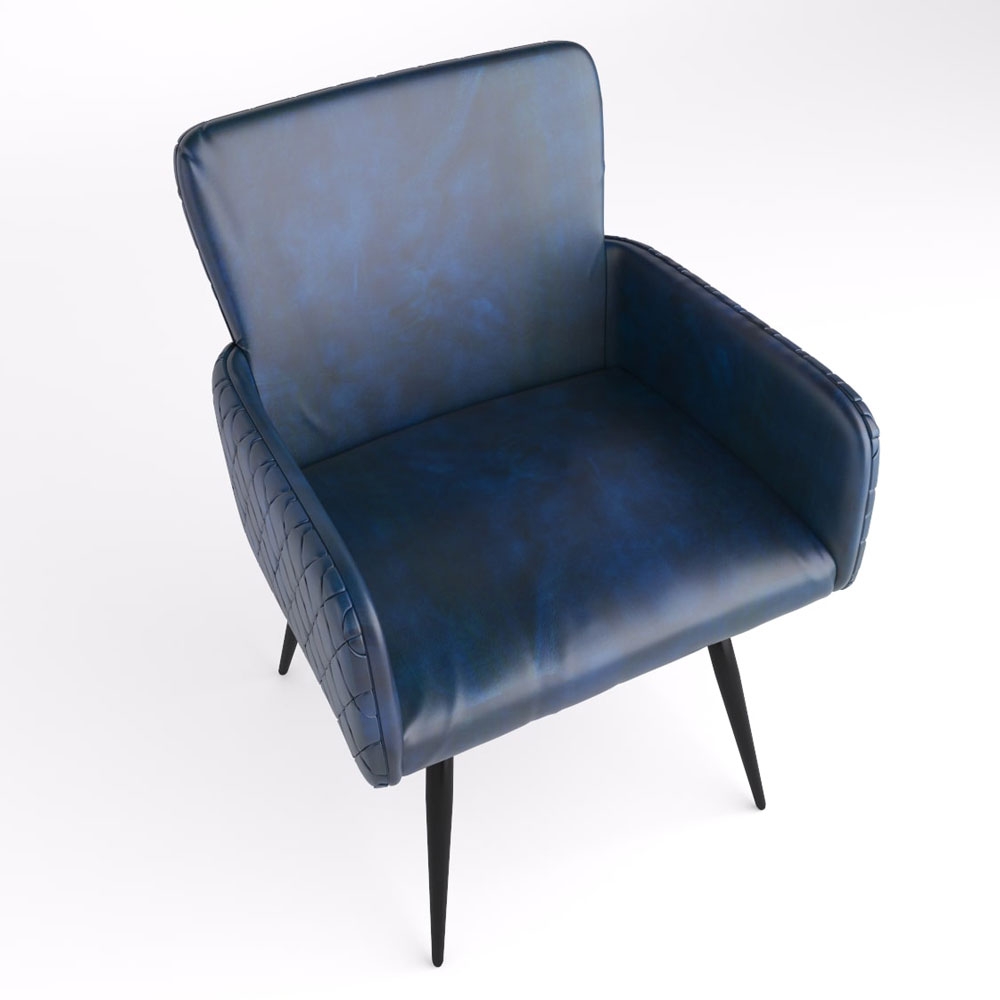 Product photograph of Stanton Navy Blue Dining Armchair Genuine Leather With Metal Legs Sold In Pairs from Choice Furniture Superstore.