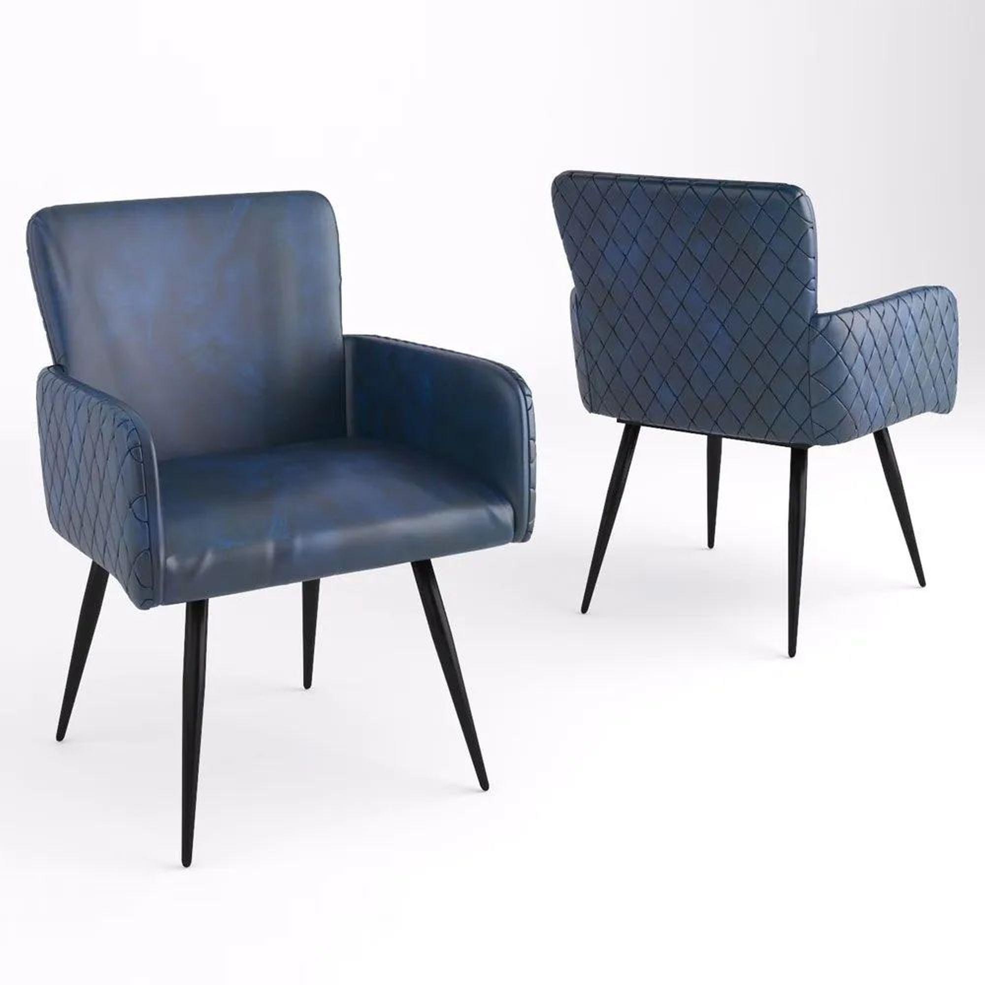 Product photograph of Clearance - 2 X Stanton Navy Blue Leather Dining Armchair - Brand New Item from Choice Furniture Superstore.