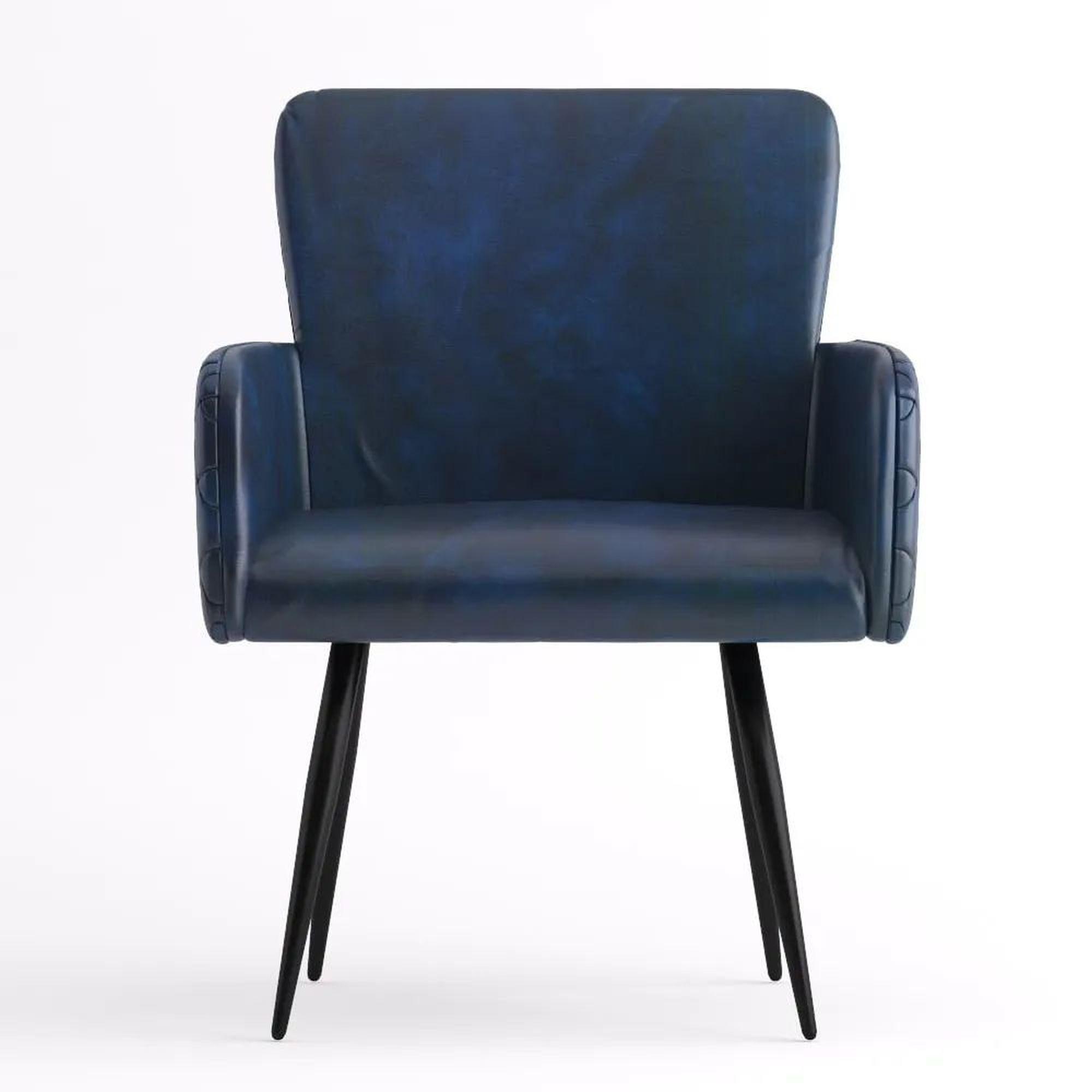 Product photograph of Clearance - 2 X Stanton Navy Blue Leather Dining Armchair - Brand New Item from Choice Furniture Superstore.