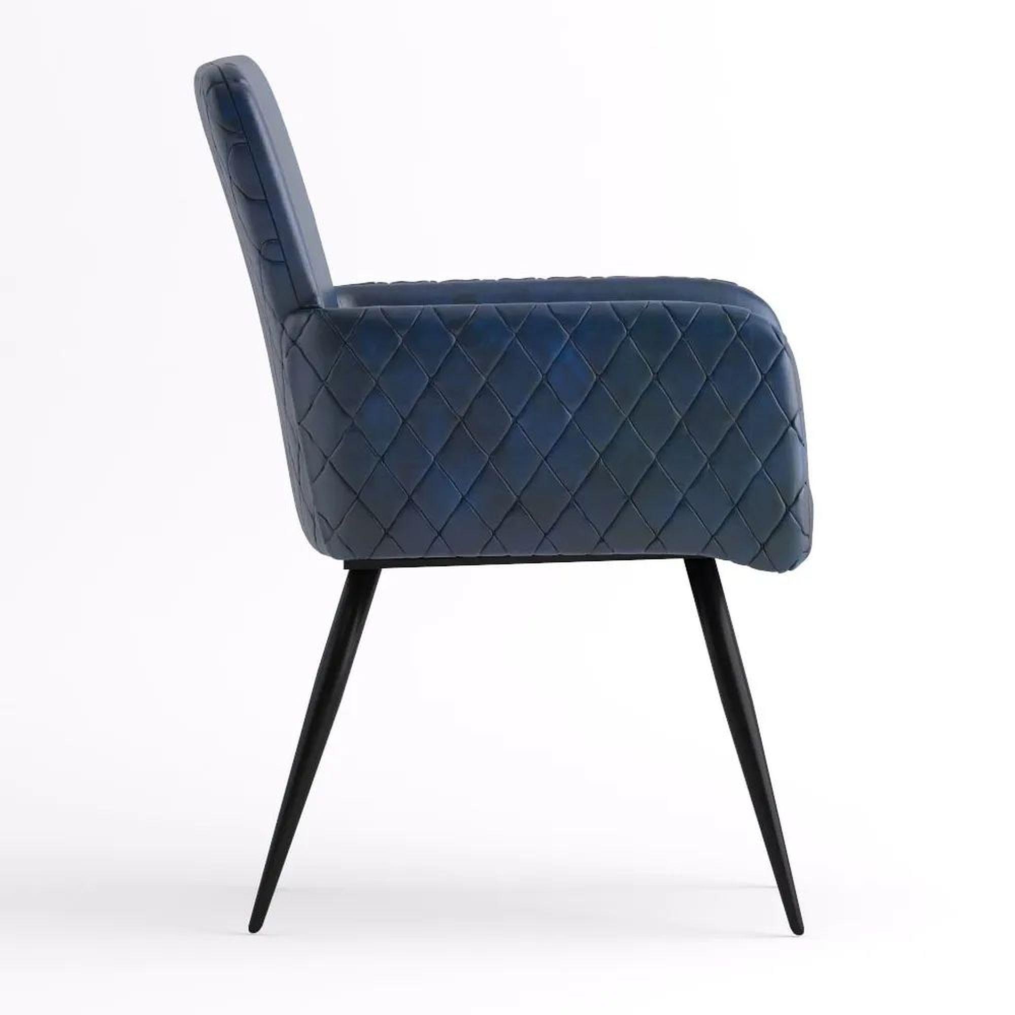 Product photograph of Clearance - 2 X Stanton Navy Blue Leather Dining Armchair - Brand New Item from Choice Furniture Superstore.