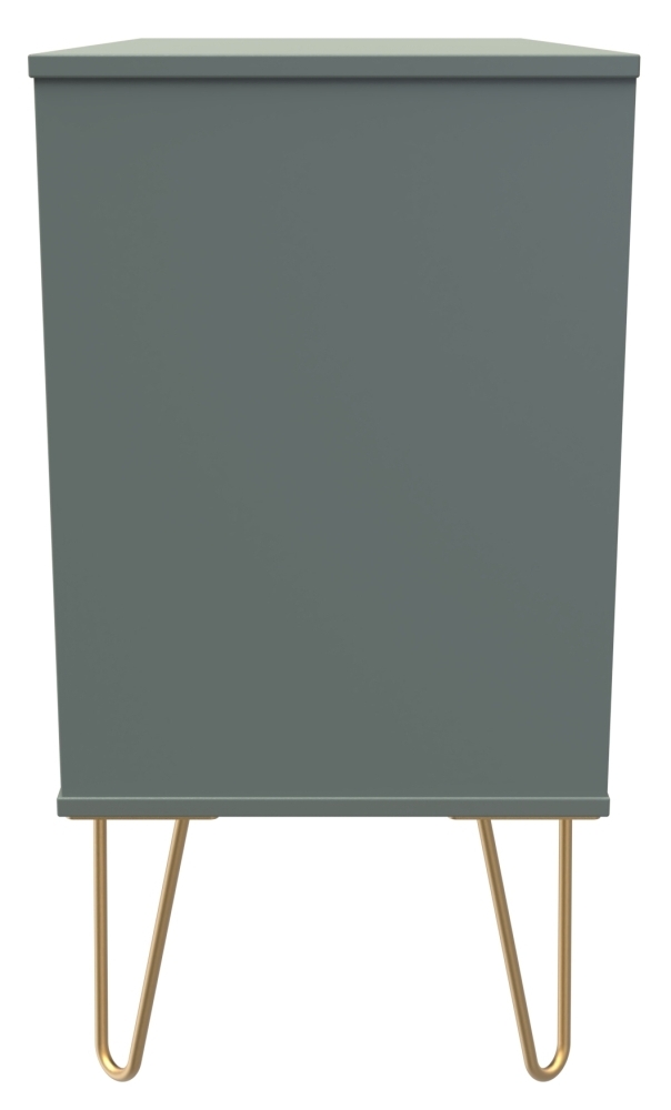 Product photograph of Linear Green 3 Drawer Midi Chest With Gold Hairpin Legs from Choice Furniture Superstore.