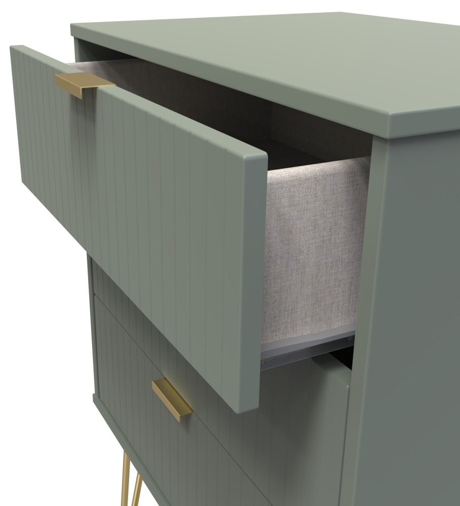 Product photograph of Linear Green 3 Drawer Small Chest With Hairpin Legs from Choice Furniture Superstore.
