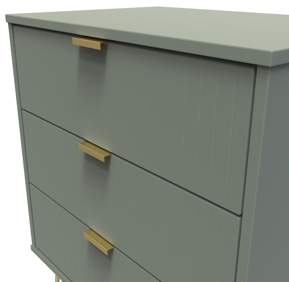 Product photograph of Linear Green 3 Drawer Small Chest With Hairpin Legs from Choice Furniture Superstore.