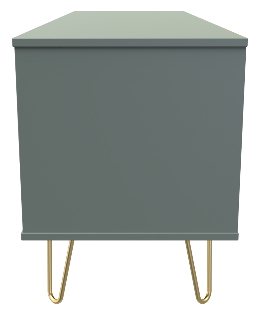 Product photograph of Linear Reed Green 4 Drawer Bed Box With Hairpin Legs from Choice Furniture Superstore.