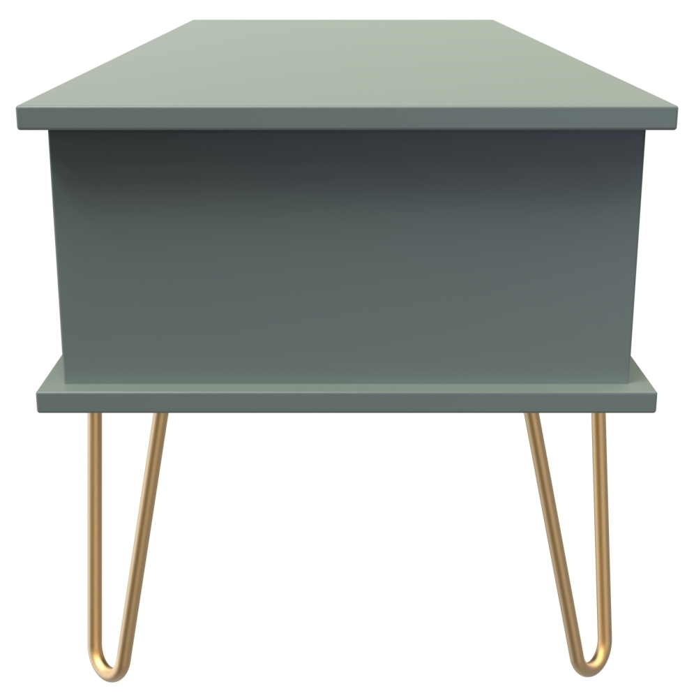 Product photograph of Linear Reed Green 1 Drawer Coffee Table With Hairpin Legs from Choice Furniture Superstore.