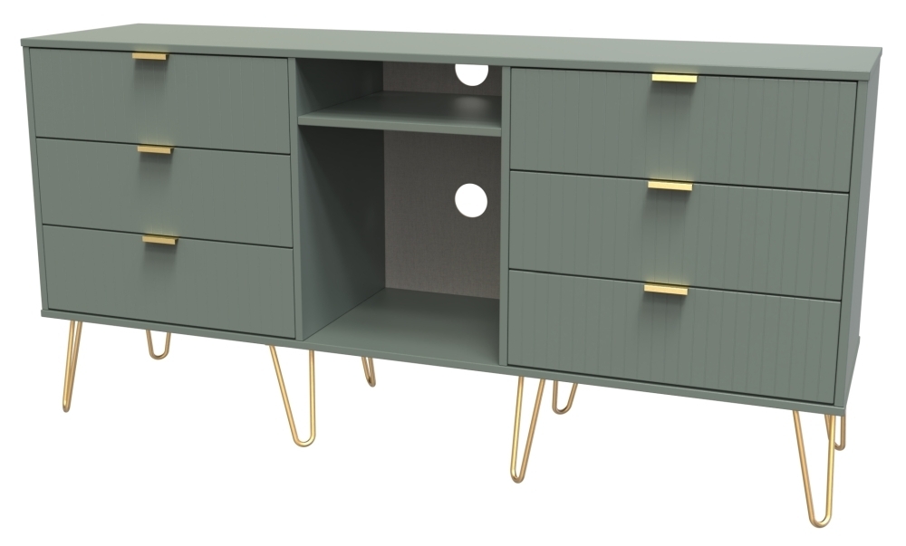 Product photograph of Linear Green 150cm Tv Unit With Hairpin Legs from Choice Furniture Superstore.