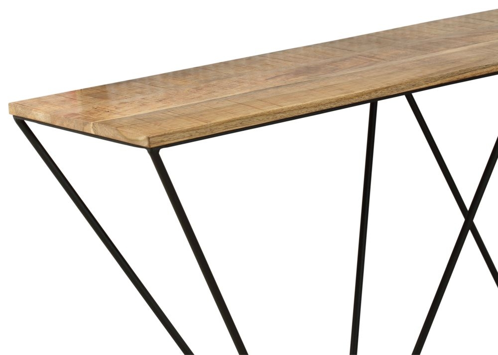 Product photograph of Clearance - Cosgrove Industrial Chic Console Table - Mango Wood With Black Metal Hairpin Legs from Choice Furniture Superstore.