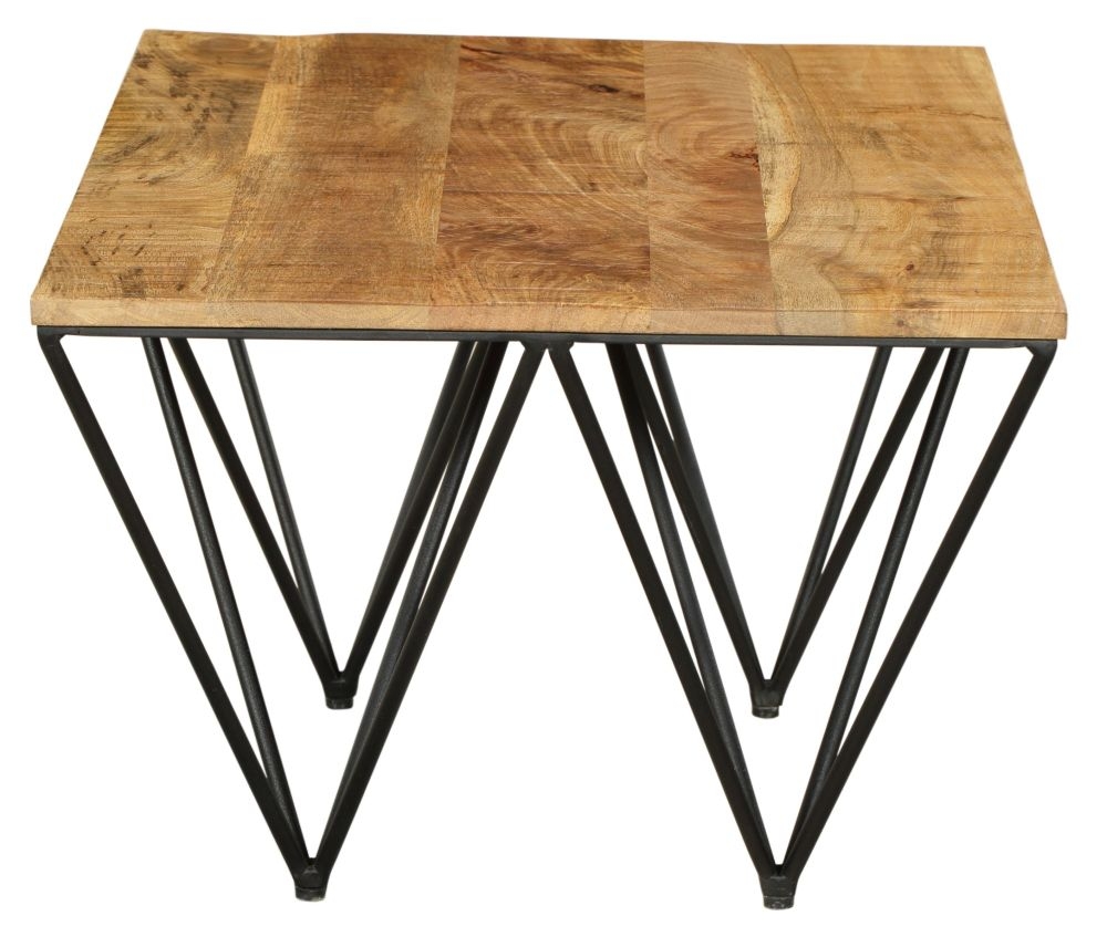 Product photograph of Clearance - Cosgrove Industrial Chic Coffee Table - Mango Wood With Black Metal Hairpin Legs from Choice Furniture Superstore.