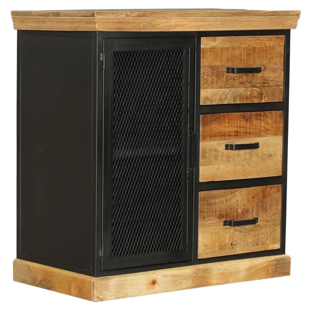 Product photograph of Cosgrove Industrial Chic Small Sideboard - Mango Wood With Black Metal 93cm from Choice Furniture Superstore.