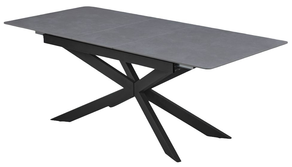 Product photograph of Azzurra Sintered Stone Grey Dining Table 160cm-200cm Seats 6 To 8 Diners Extending Rectangular Top With Black Metal Spider Legs from Choice Furniture Superstore.